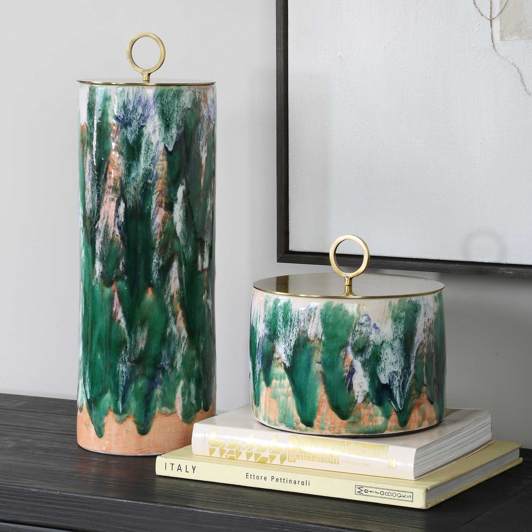 American Home Furniture Uttermost Sylvie Ceramic Containers Set of 2