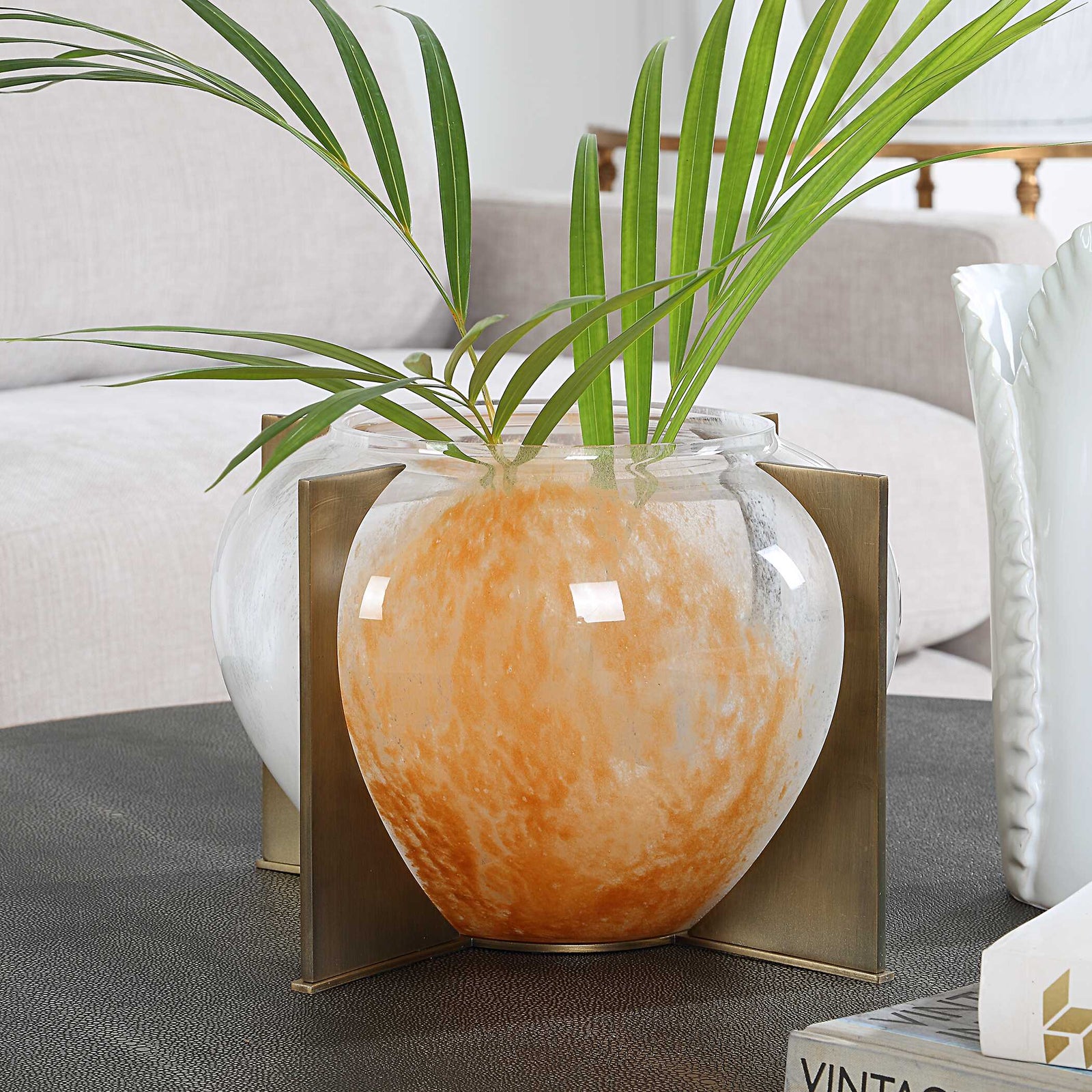 American Home Furniture Uttermost Amber Swirl Vase