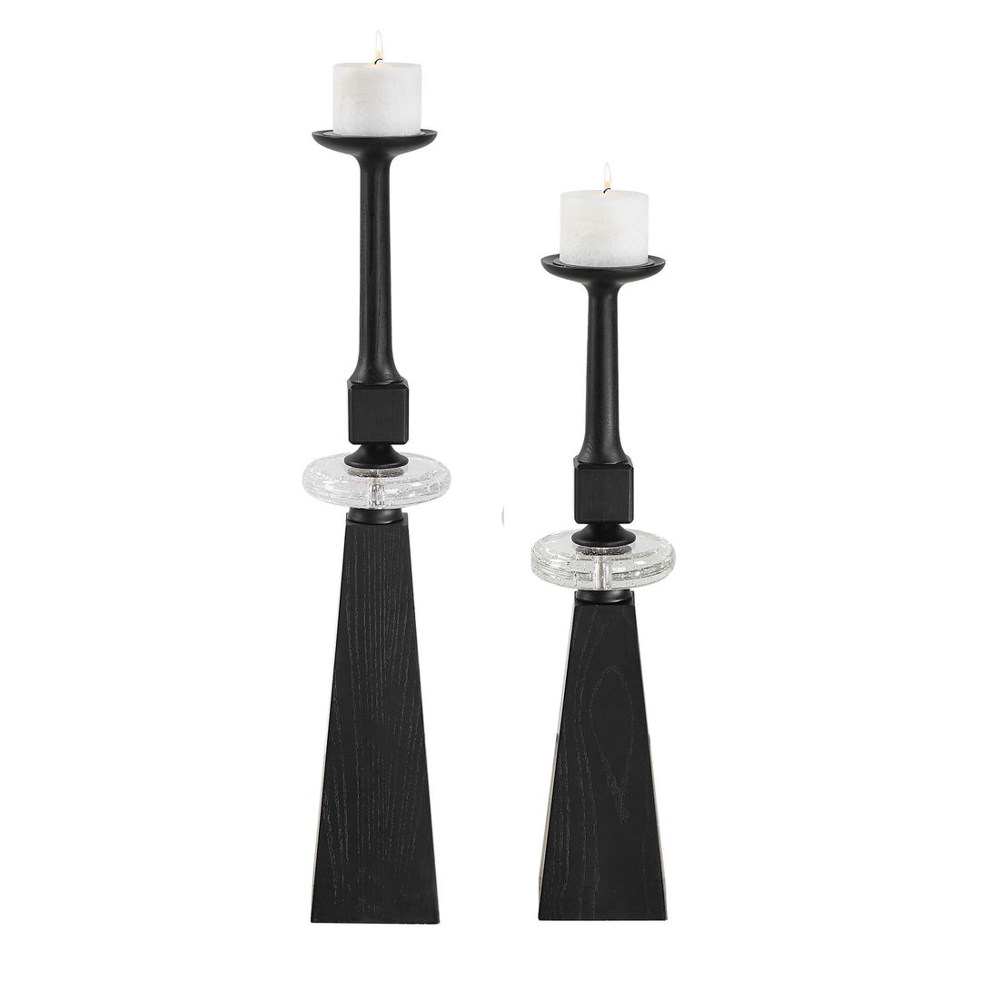 American Home Furniture Uttermost Ebon Glow Floor Candleholders Set of 2