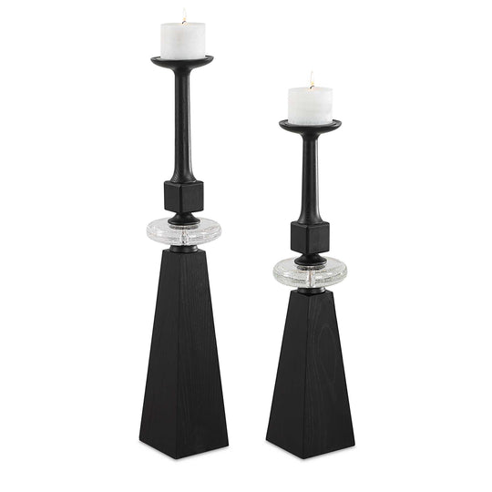 American Home Furniture Uttermost Ebon Glow Floor Candleholders Set of 2