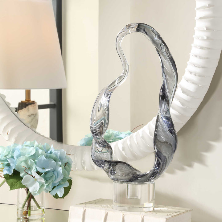 American Home Furniture Uttermost Luminous Twist Glass Sculpture