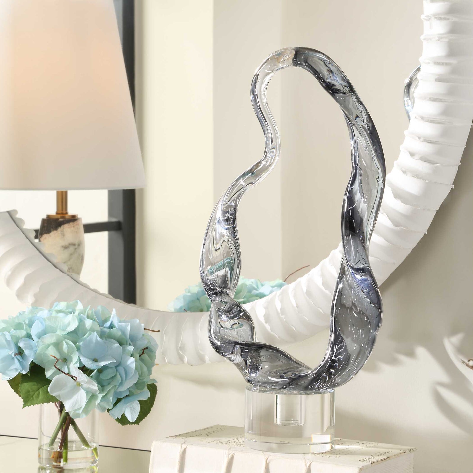 American Home Furniture Uttermost Luminous Twist Glass Sculpture