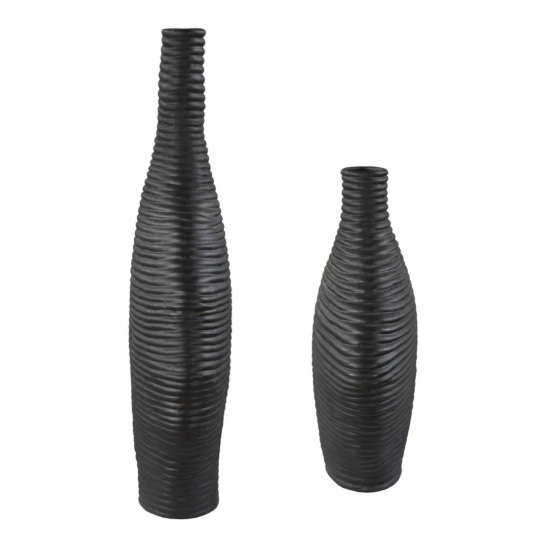 American Home Furniture Uttermost Duostacked Black Vases Set of 2