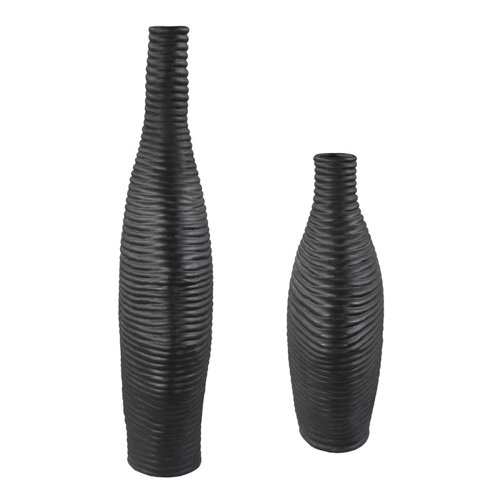 American Home Furniture Uttermost Duostacked Black Vases Set of 2