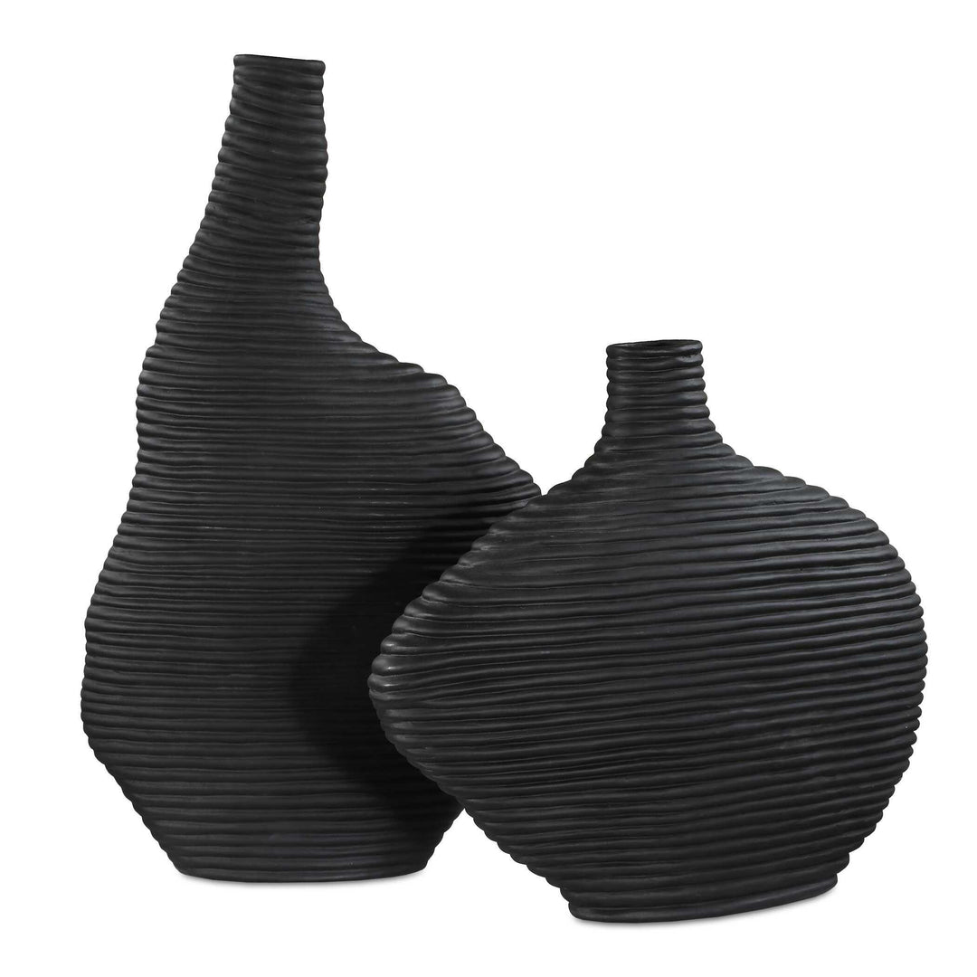 Duostacked Black Vases - Set of 2 - AmericanHomeFurniture