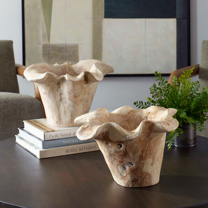 American Home Furniture Uttermost Teak Flow White Wash Outdoor Bowl