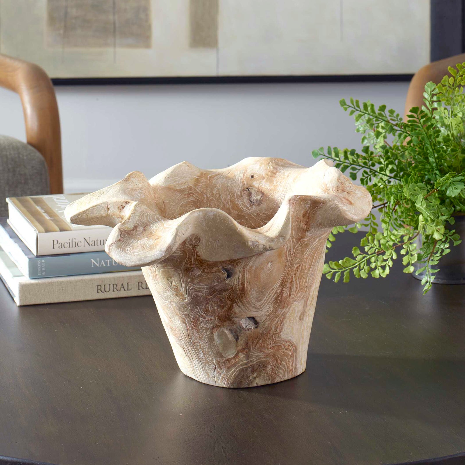 American Home Furniture Uttermost Teak Flow White Wash Outdoor Bowl