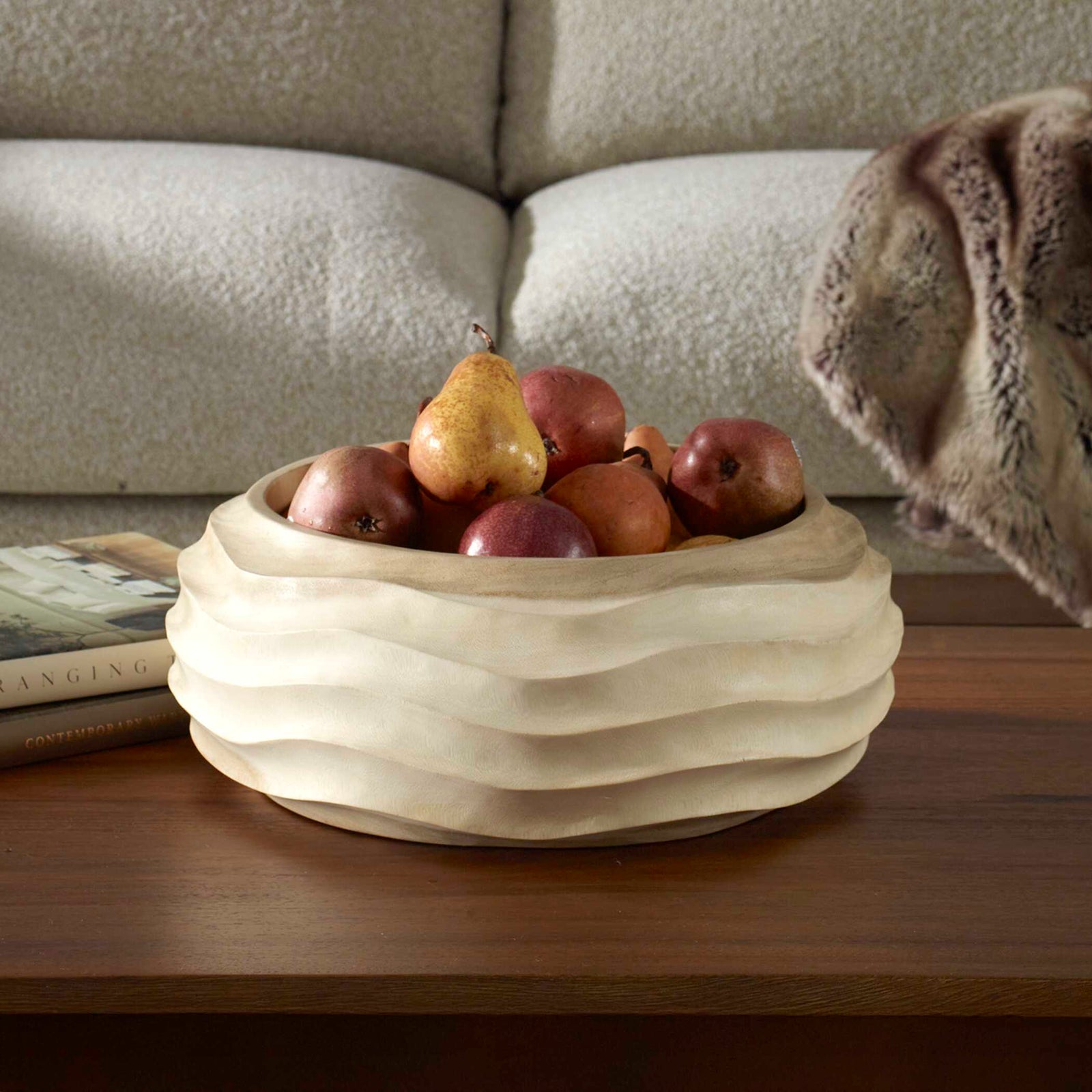 American Home Furniture Uttermost Waveform Bleached Wood Bowl