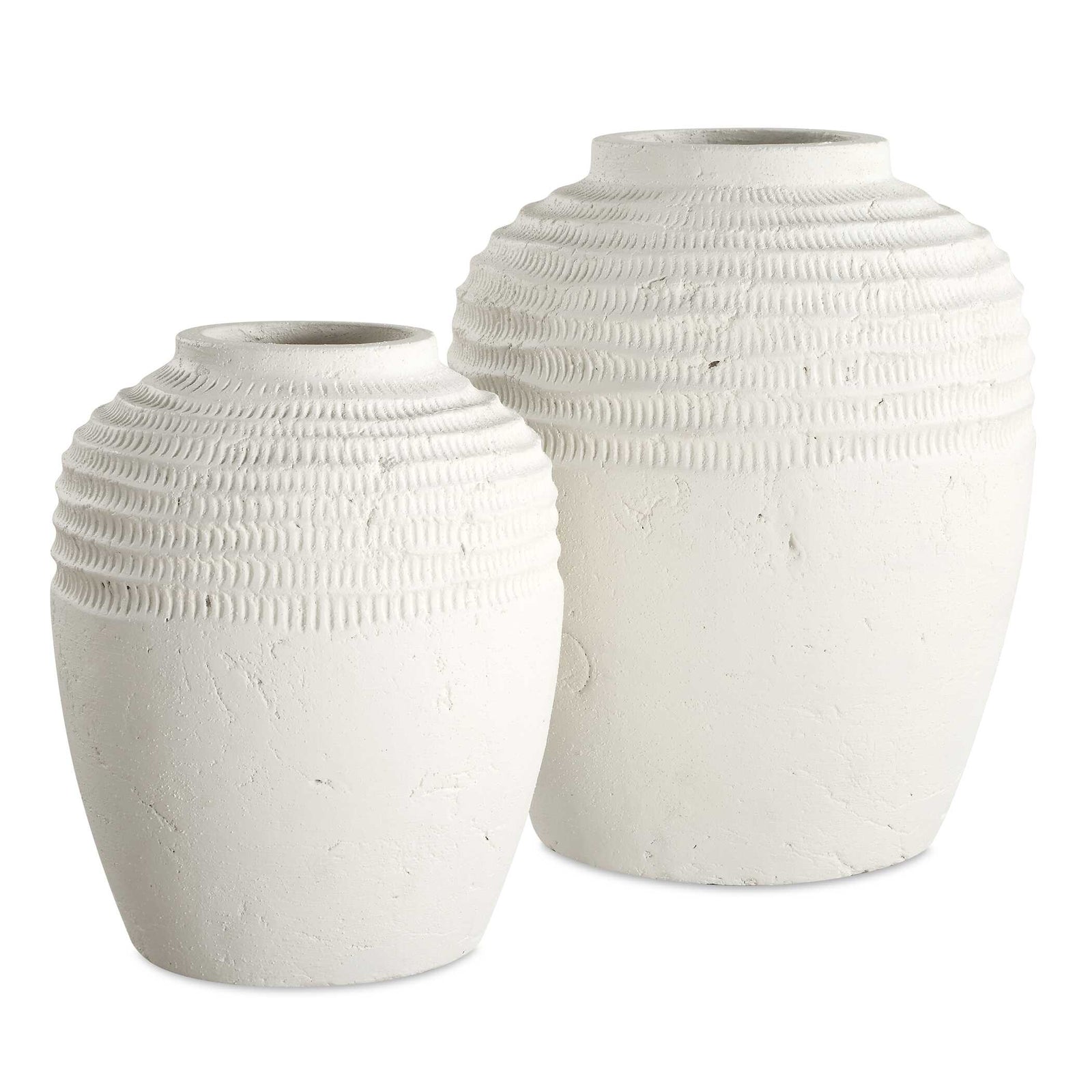 American Home Furniture Uttermost Luna Ridge White Ceramic Vases Set of 2