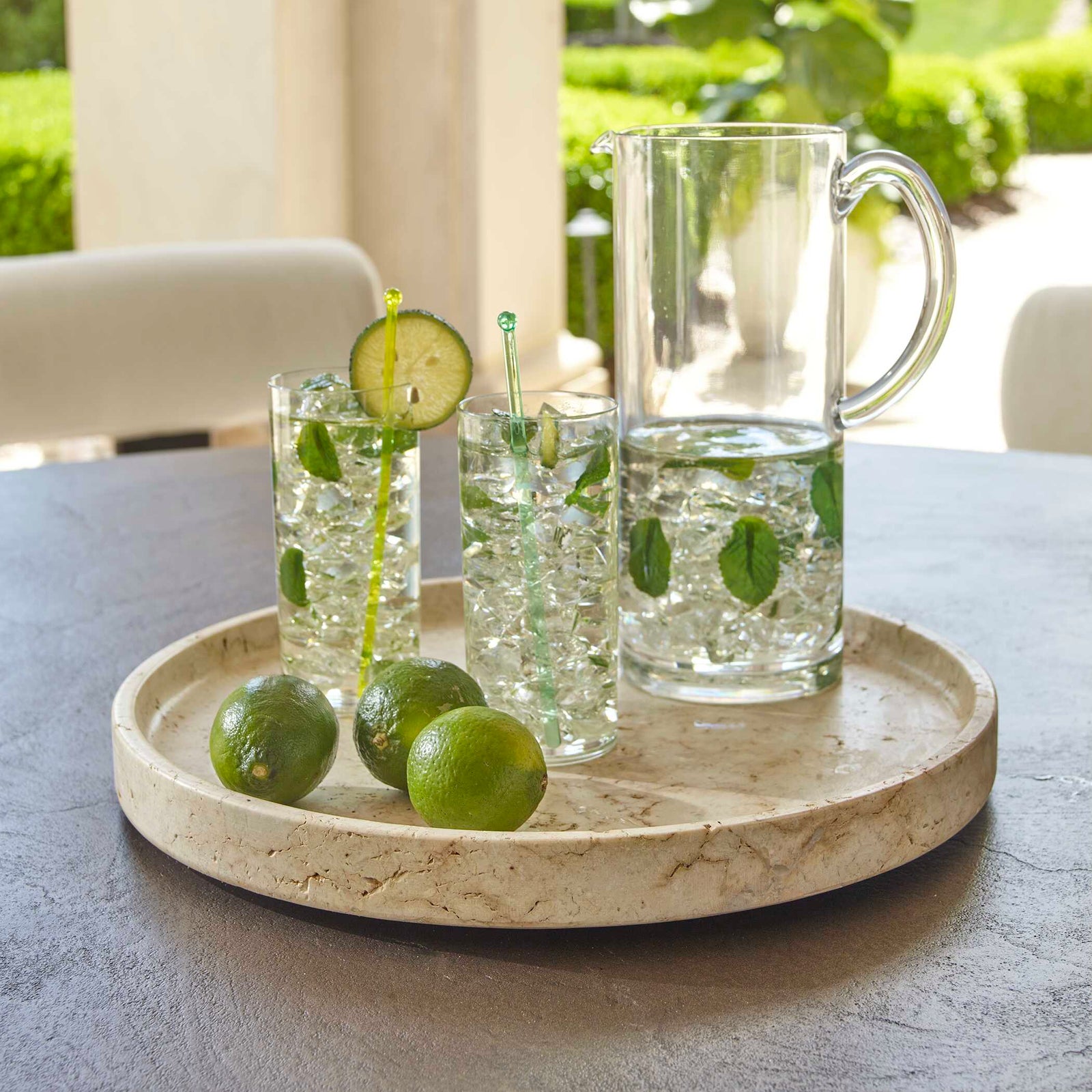 American Home Furniture Uttermost Travessa Outdoor Round Stone Tray