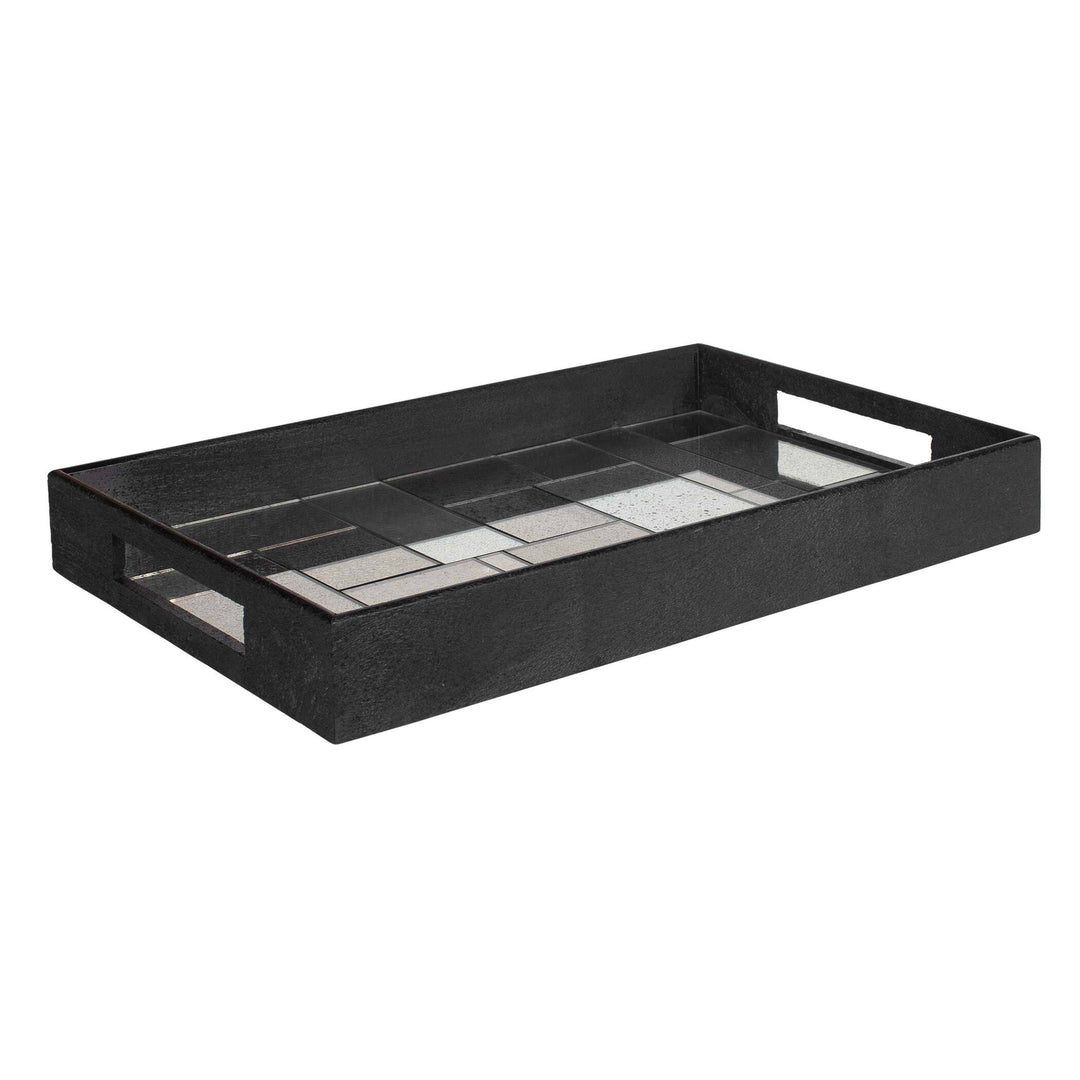American Home Furniture Uttermost Modern Mosaic Antique Mirrored Tray