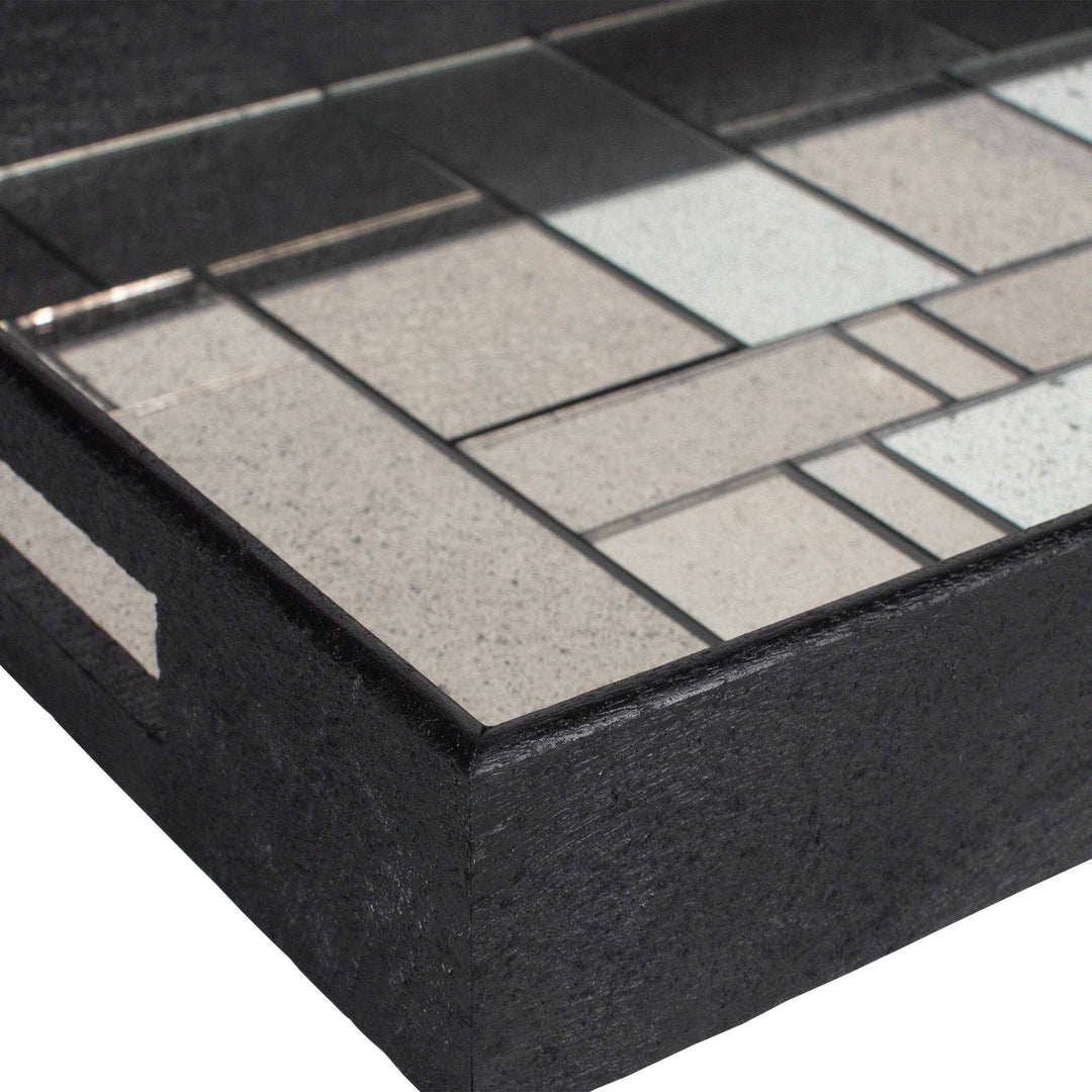 American Home Furniture Uttermost Modern Mosaic Antique Mirrored Tray