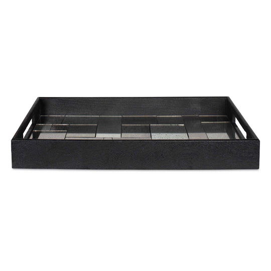 American Home Furniture Uttermost Modern Mosaic Antique Mirrored Tray