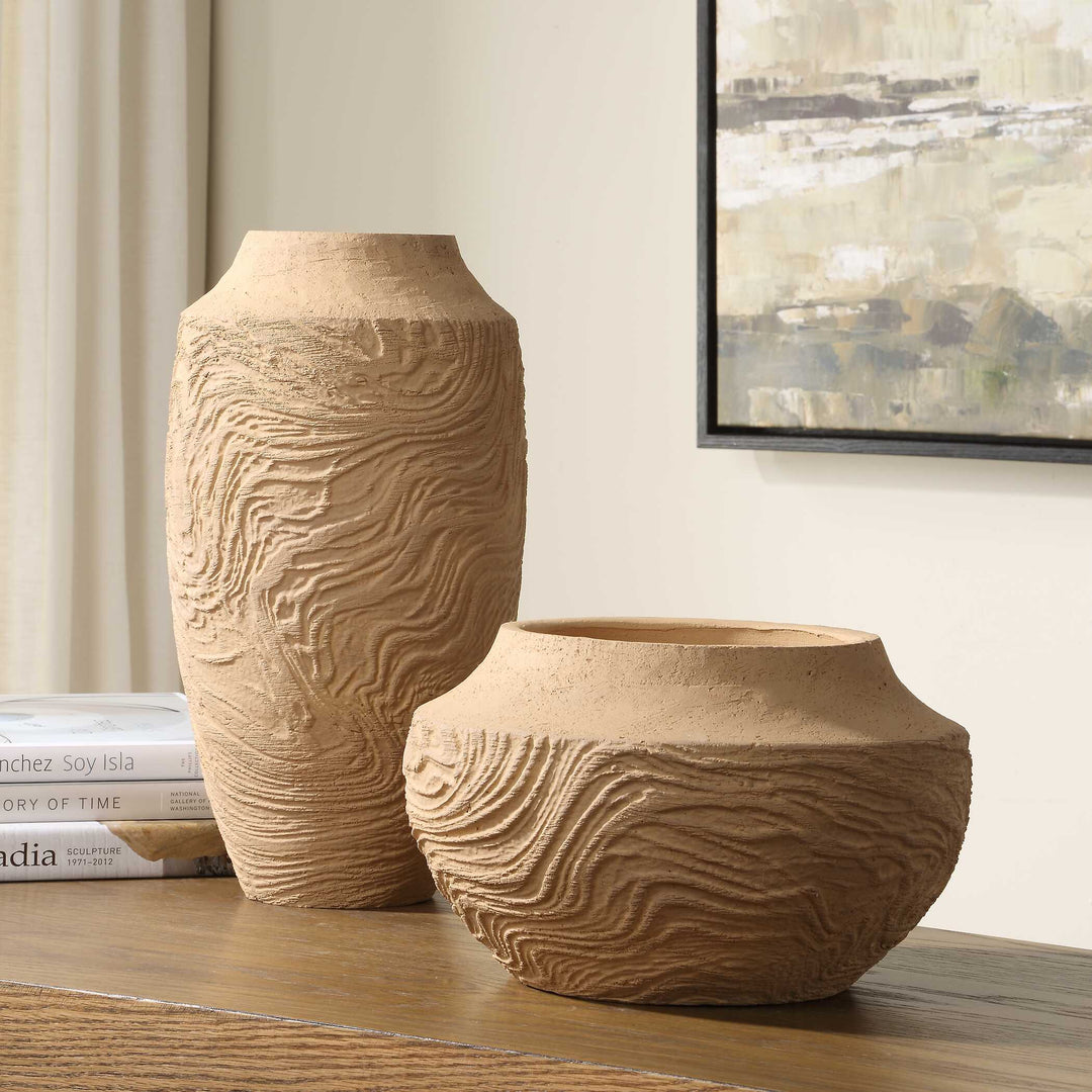 American Home Furniture Uttermost Sandstone Flow Large Terracotta Vase