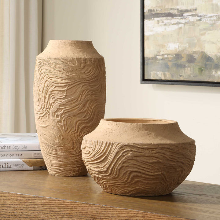 American Home Furniture Uttermost Sandstone Flow Small Terracotta Vase