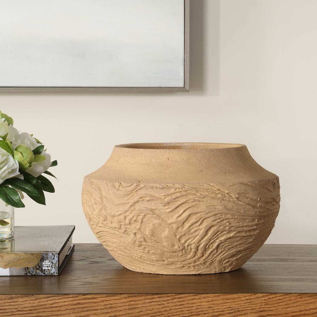 American Home Furniture Uttermost Sandstone Flow Small Terracotta Vase