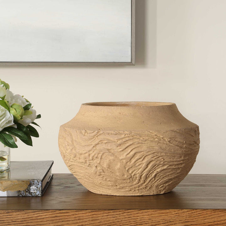 American Home Furniture Uttermost Sandstone Flow Small Terracotta Vase