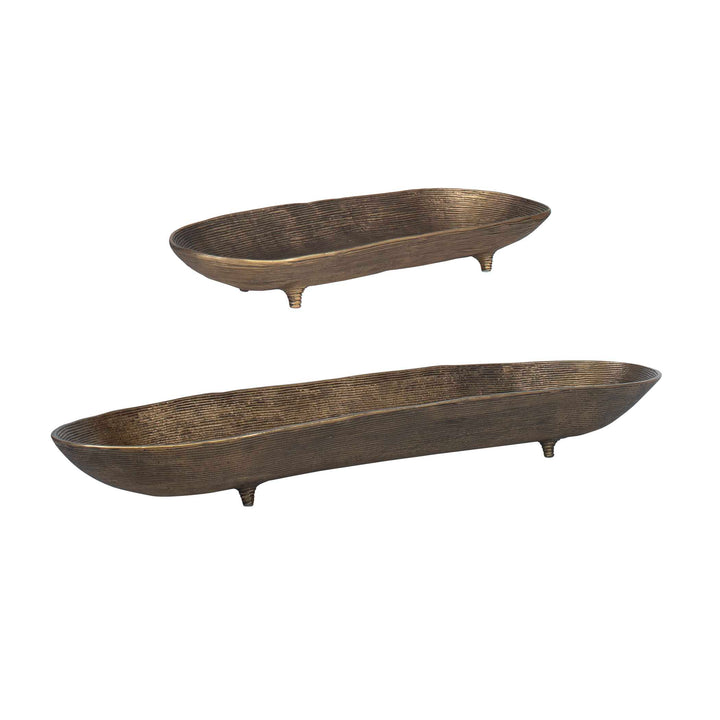 American Home Furniture Uttermost Stratum Oval Brass Bowls Set of 2