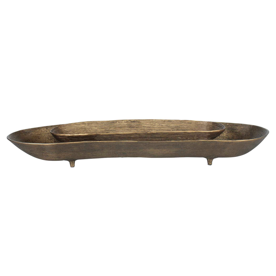 American Home Furniture Uttermost Stratum Oval Brass Bowls Set of 2