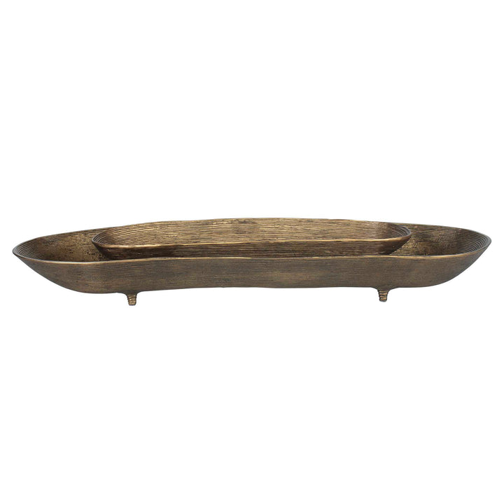 American Home Furniture Uttermost Stratum Oval Brass Bowls Set of 2