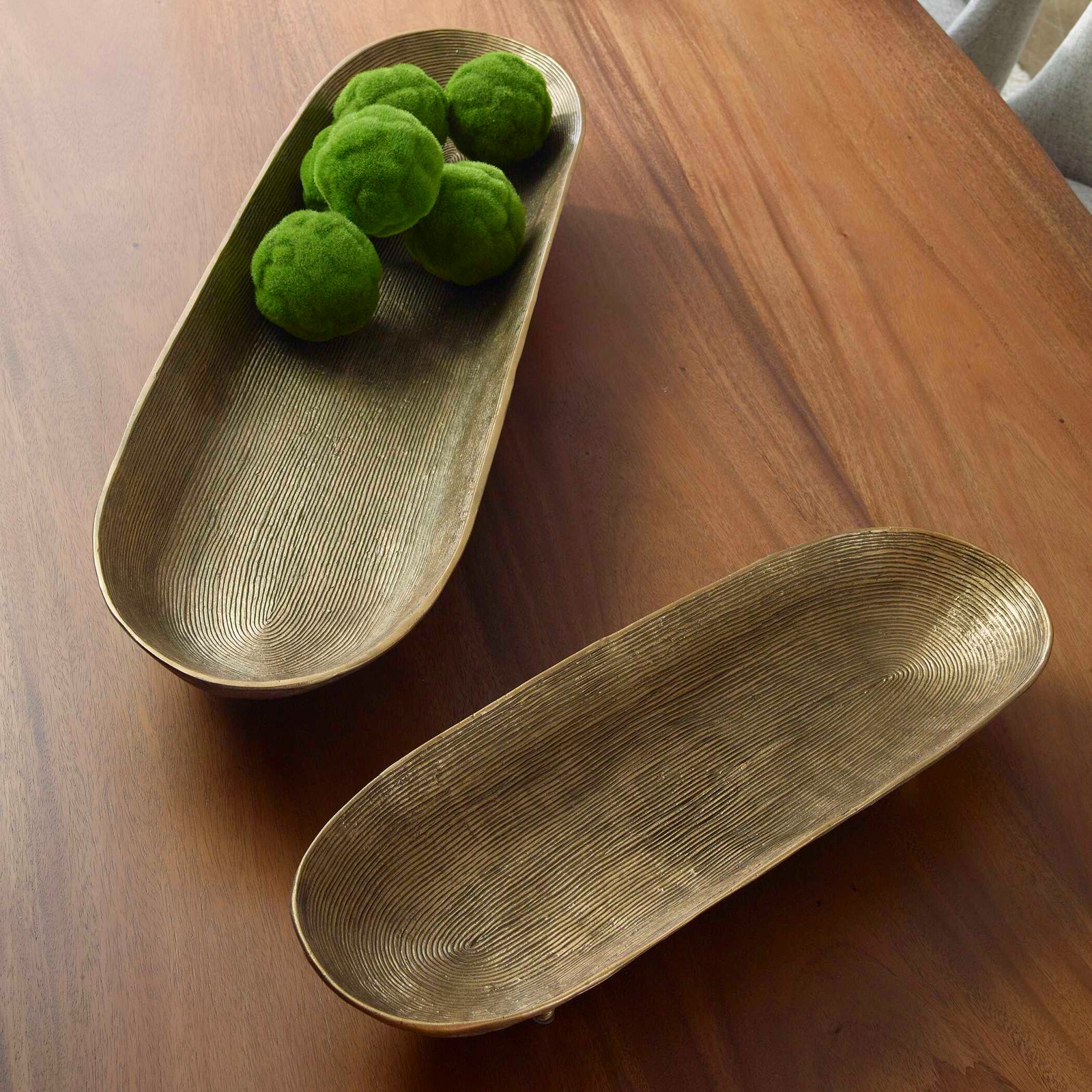 American Home Furniture Uttermost Stratum Oval Brass Bowls Set of 2