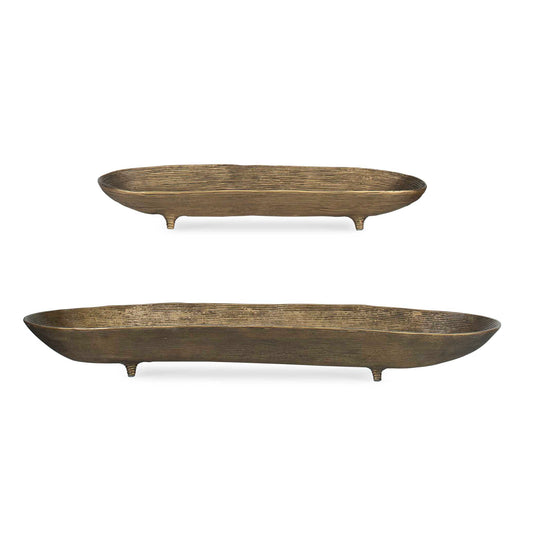 American Home Furniture Uttermost Stratum Oval Brass Bowls Set of 2