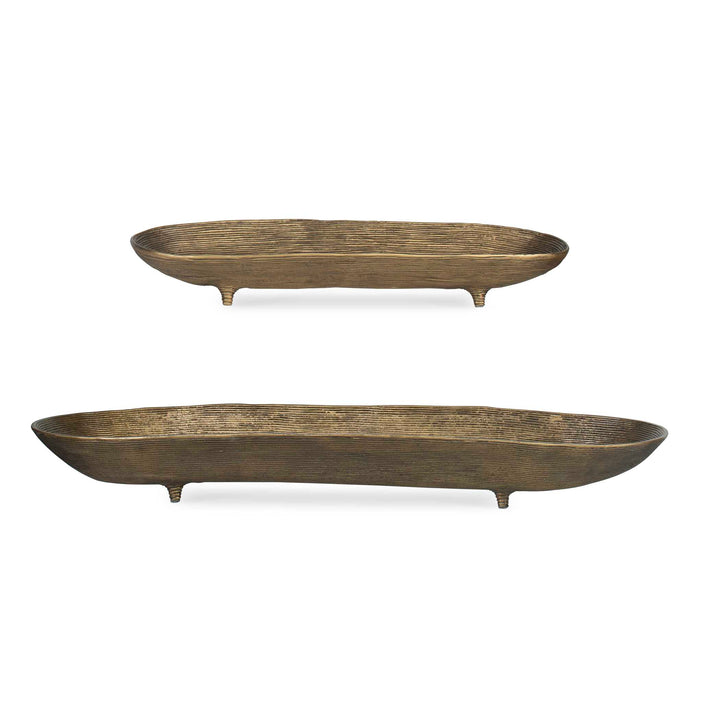 American Home Furniture Uttermost Stratum Oval Brass Bowls Set of 2