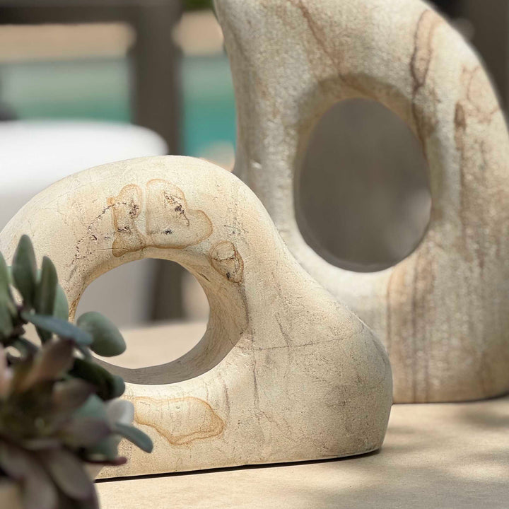 American Home Furniture Uttermost Stone Flow Outdoor Sculptures Set of 2