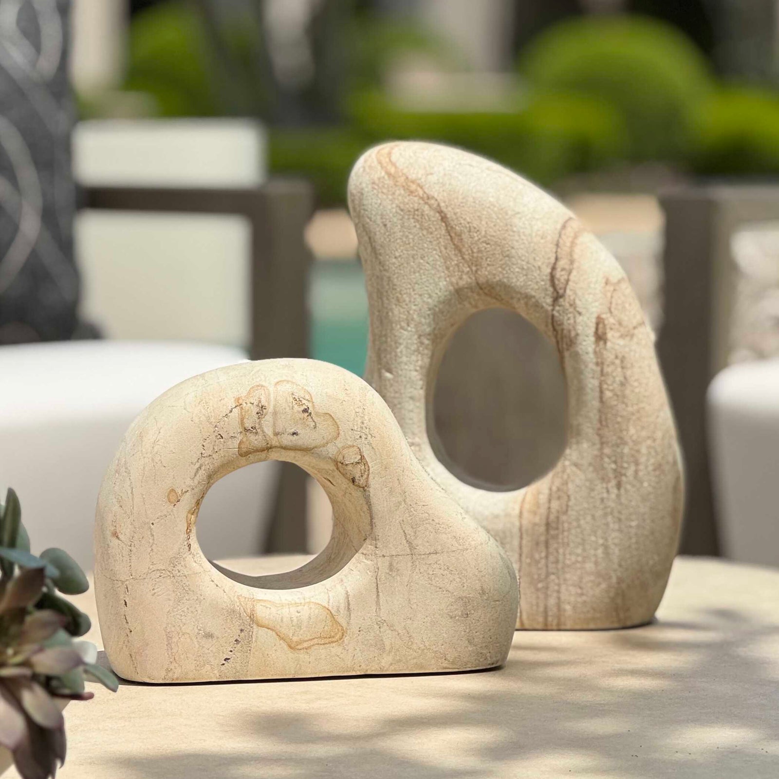 American Home Furniture Uttermost Stone Flow Outdoor Sculptures Set of 2