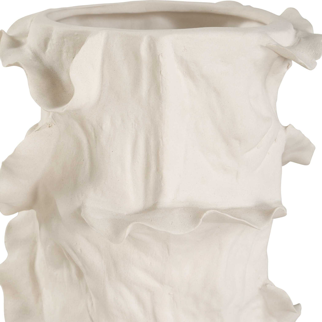 American Home Furniture Uttermost Ripple Crest White Vases Set of 2