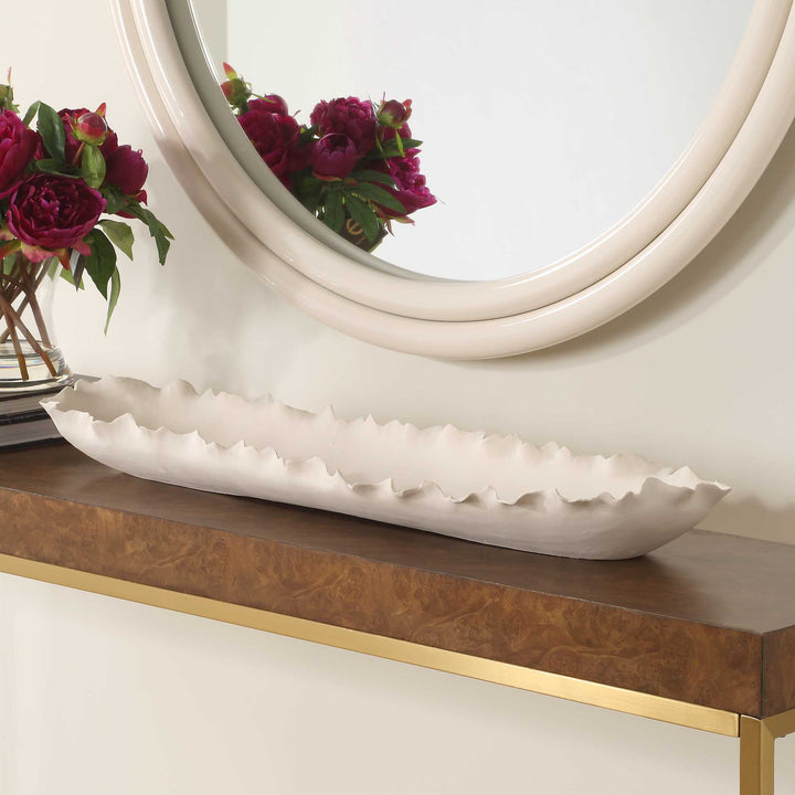 American Home Furniture Uttermost Ripple Crest White Bowl