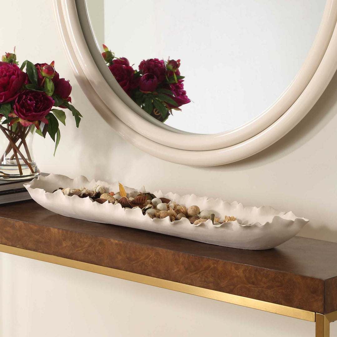 American Home Furniture Uttermost Ripple Crest White Bowl