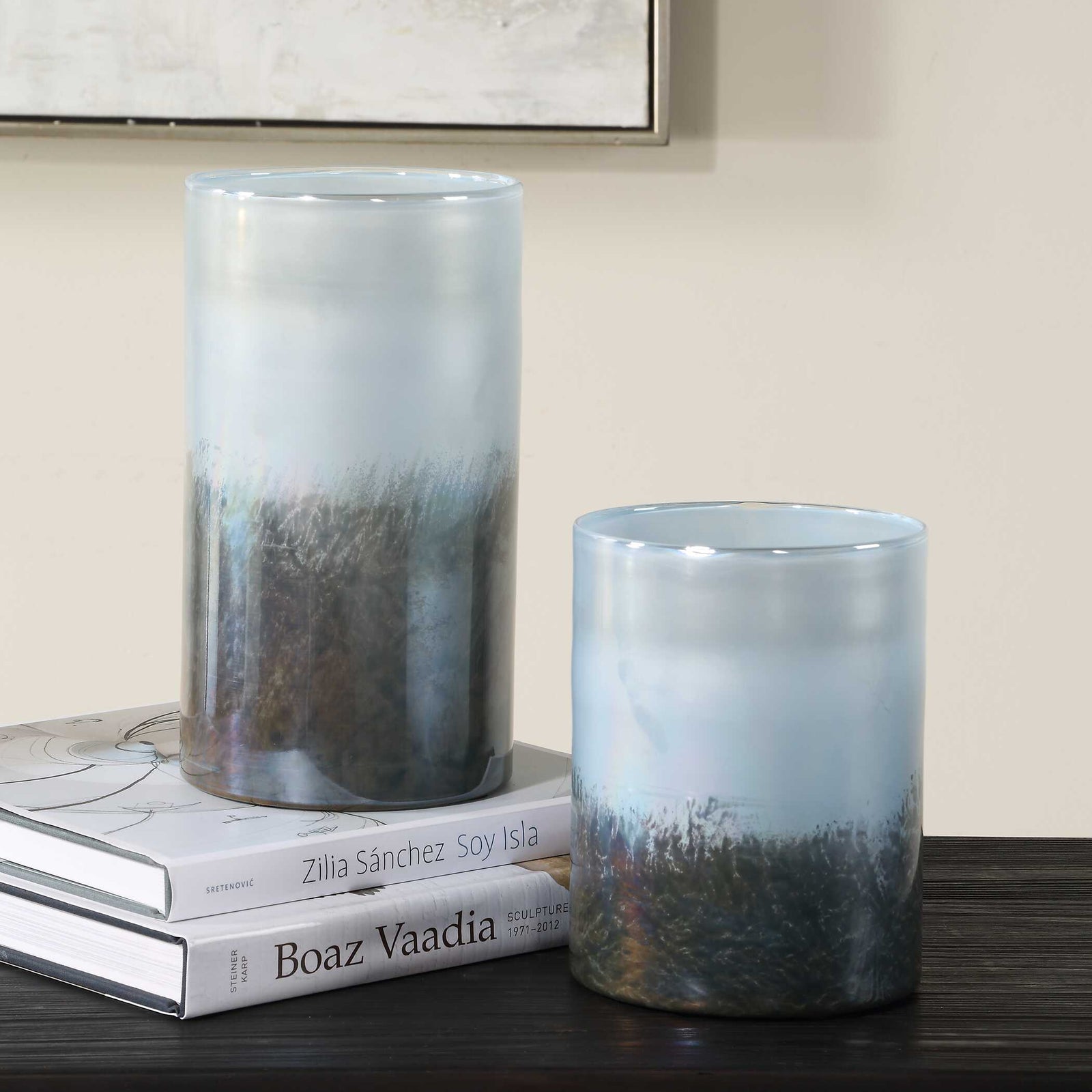 American Home Furniture Uttermost Midnight Mist Cylindrical Vases Set of 2