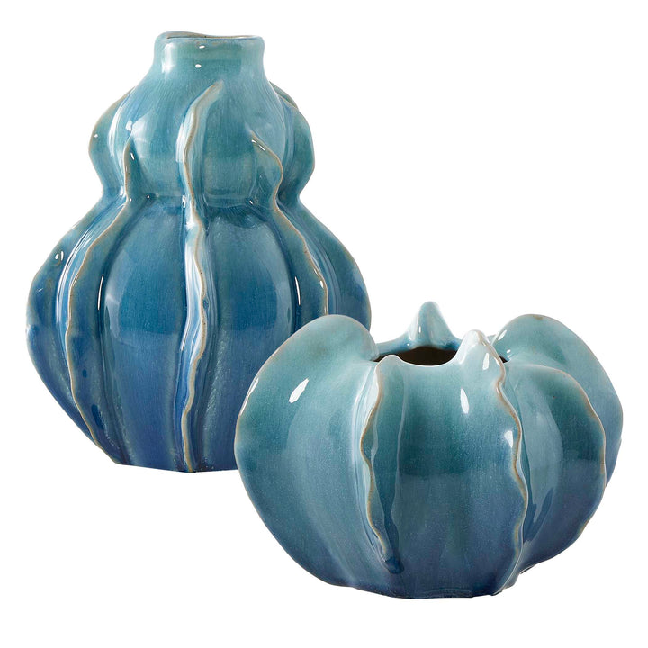 American Home Furniture Uttermost Ocean Wave Outdoor Glazed Vases Set of 2
