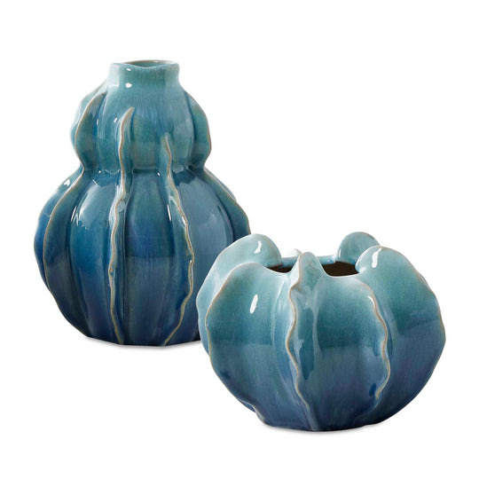 American Home Furniture Uttermost Ocean Wave Outdoor Glazed Vases Set of 2