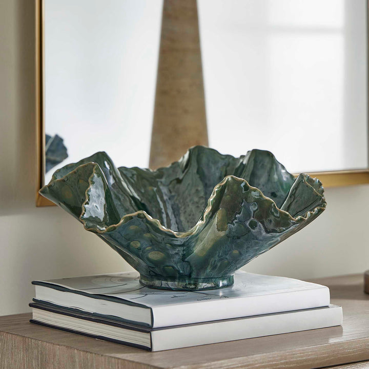 American Home Furniture Uttermost Verdant Bloom Emerald Outdoor Bowl