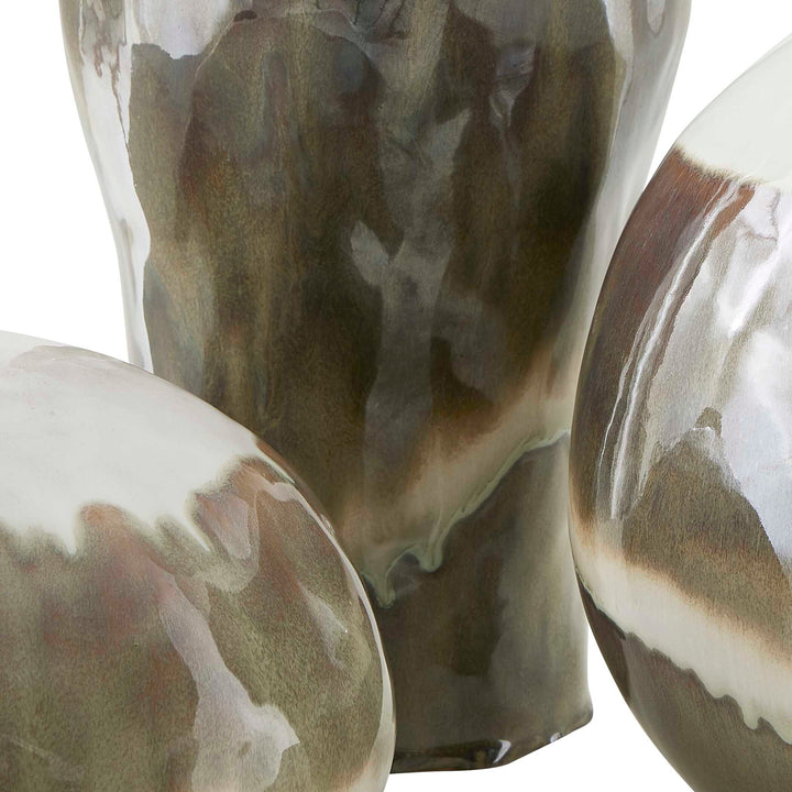 American Home Furniture Uttermost Earthflow Glazed Outdoor Vases Set of 3
