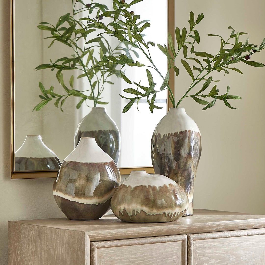 American Home Furniture Uttermost Earthflow Glazed Outdoor Vases Set of 3