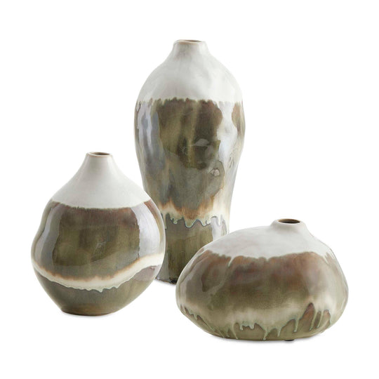 American Home Furniture Uttermost Earthflow Glazed Outdoor Vases Set of 3