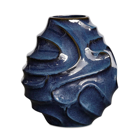 American Home Furniture Uttermost Helix Swirl Blue Outdoor Vase