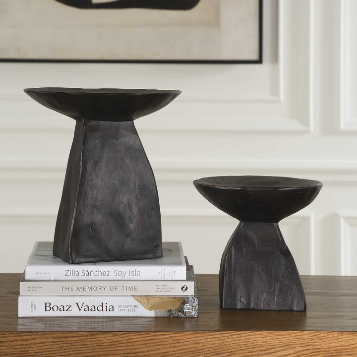 American Home Furniture Uttermost Shadow Pedestal Bowls Set of 2