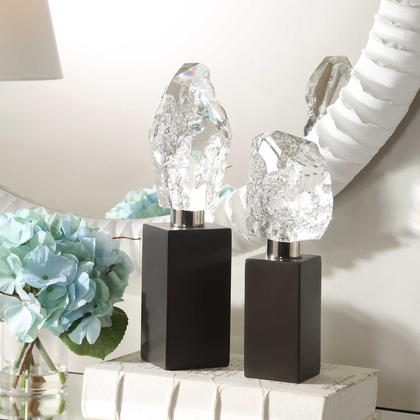 American Home Furniture Uttermost Crystal Peak Sculptures Set of 2