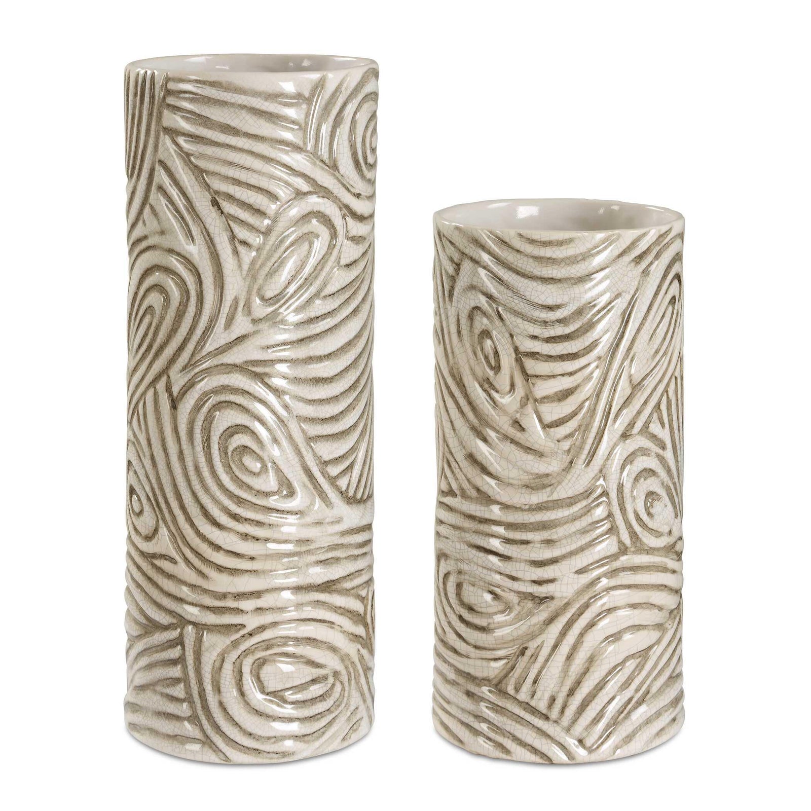 Uttermost Timber Swirl Earth Tone Vases - Set of 2 VASES, JARS, + BOTTLES