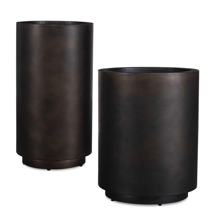 American Home Furniture Uttermost Volcan Matte Bronze Outdoor Planters Set of 2