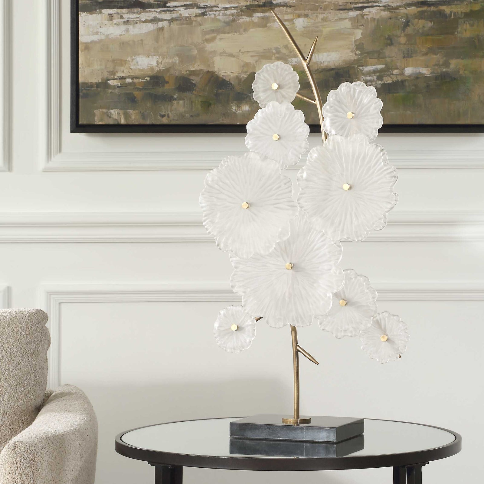 American Home Furniture Uttermost Glass Garden Table Sculpture