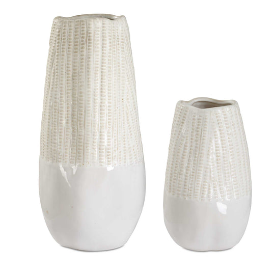 American Home Furniture Uttermost Echo Ridge White Vases Set of 2