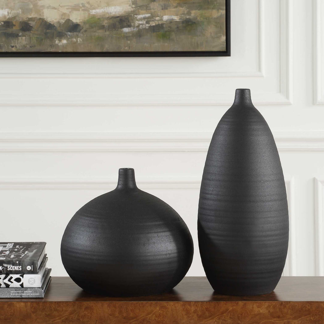 Bower Black Vases Set of 2