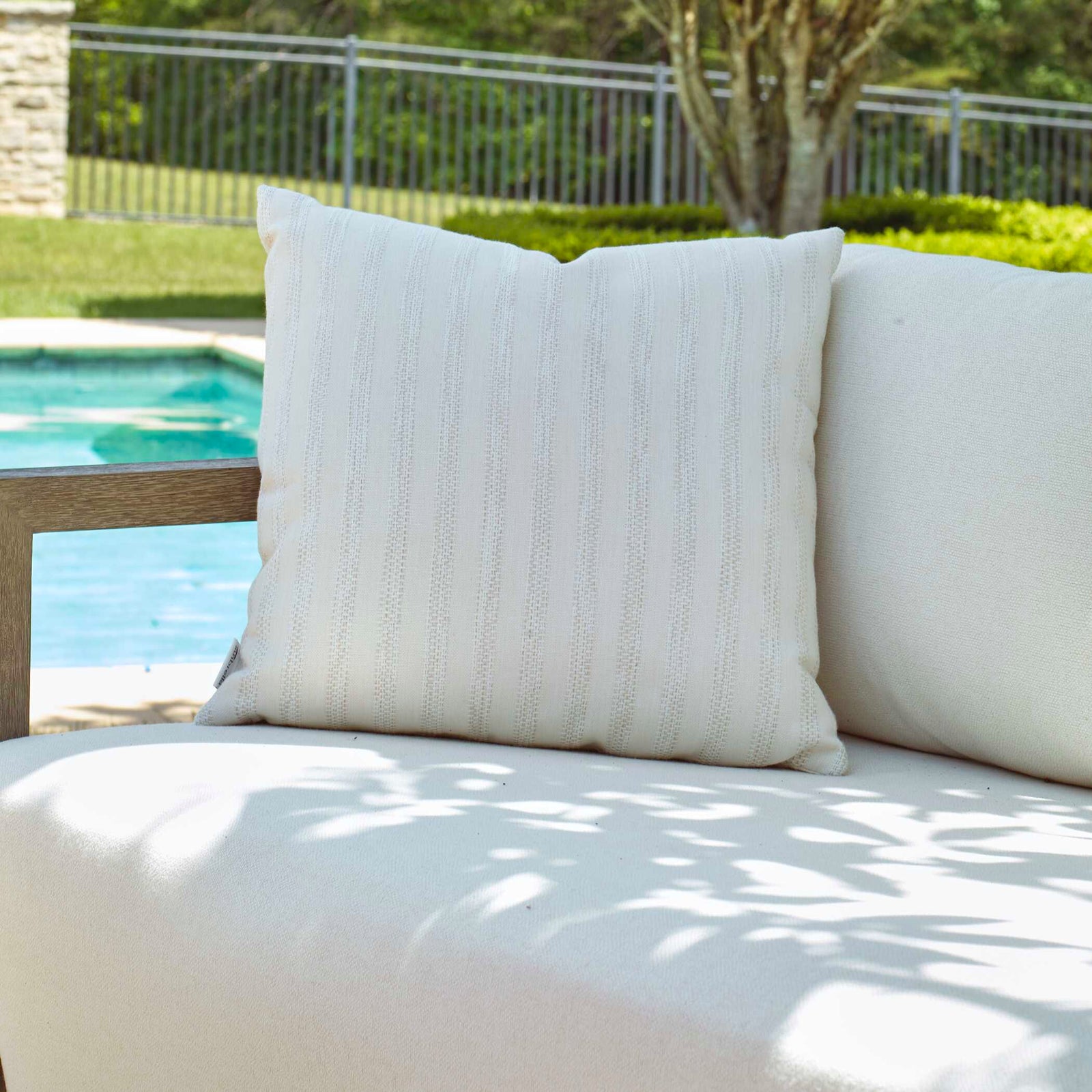 American Home Furniture Uttermost Basket Stripe Ivory Outdoor Pillow