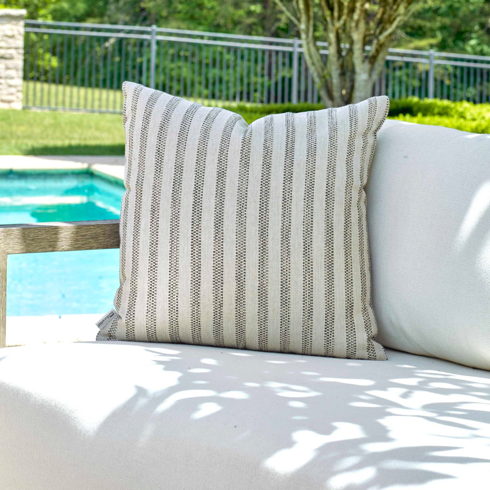 American Home Furniture Uttermost Basket Stripe Rattan Outdoor Pillow