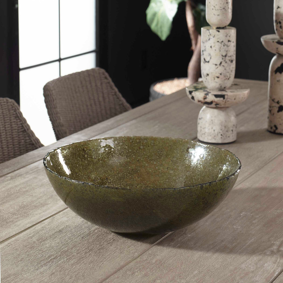 Veridian Shimmer Earthy Glass Bowl